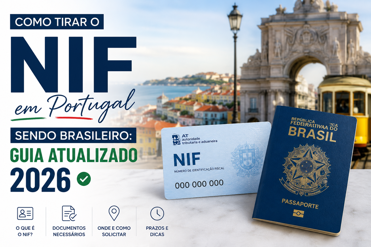 Imagem editorial do artigo Como tirar o NIF em Portugal sendo brasileiro: guia atualizado 2026